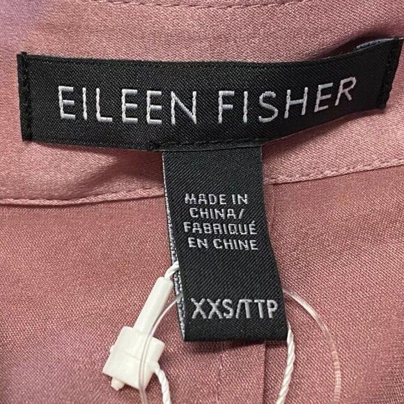 NWT EILEEN FISHER Rose Quartz Stretch Silk Charmeuse Loose Top XXS Blouse Cami - Picture 4 of 8
